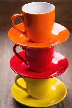 Empty colored cups Foto stock