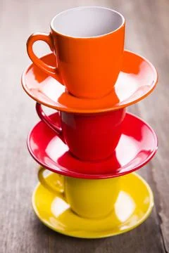 Empty colored cups Stock Photos
