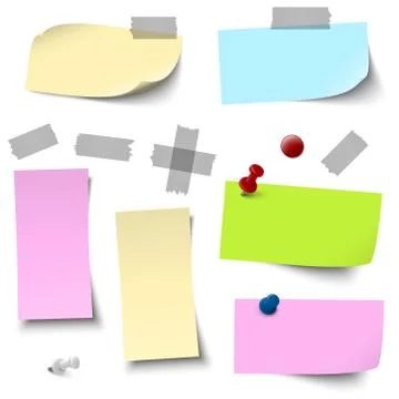 Empty colored papers with accessories Stock Illustration