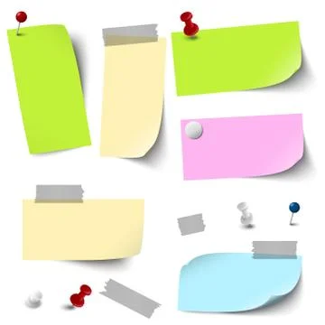 Empty colored papers with accessories Stock Illustration