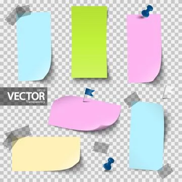 Empty colored papers with accessories with vector transparency Stock Illustration