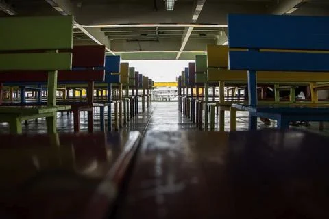 Empty colorful bench Stock Photos