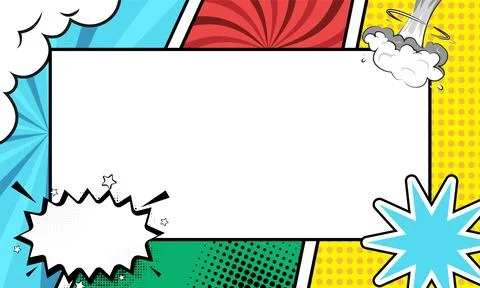 Empty colorful comic frame background template design 스톡 일러스트