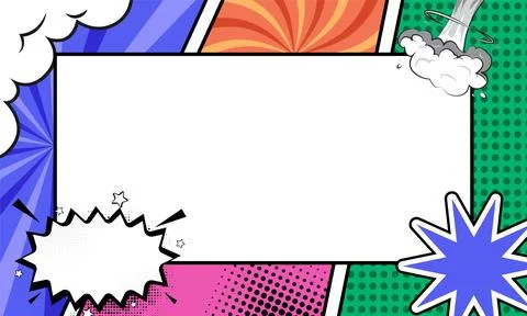 Empty colorful comic frame background template concept Stock Illustration