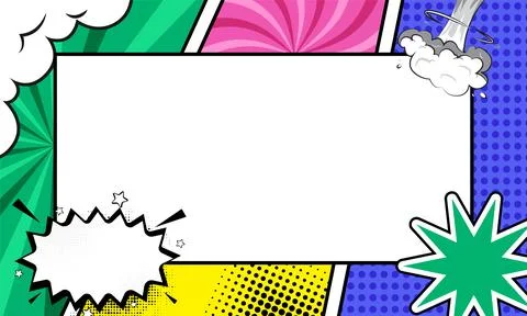 Empty colorful comic frame background template graphic Stock Illustration
