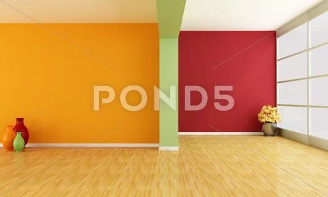 Empty colorful interior Stock Illustration