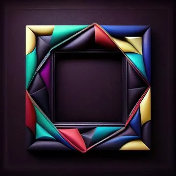 An empty colorful leather square frame on solid background. イラスト素材