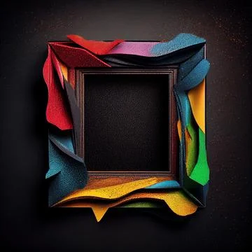 An empty colorful leather square frame on solid background. イラスト素材