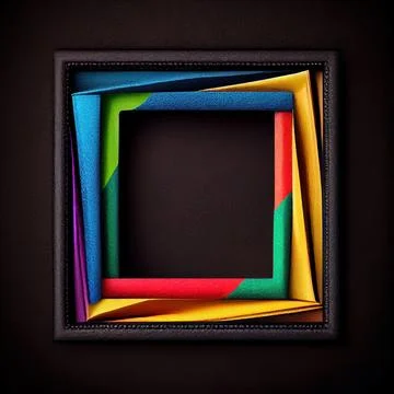 An empty colorful leather square frame on solid background. イラスト素材
