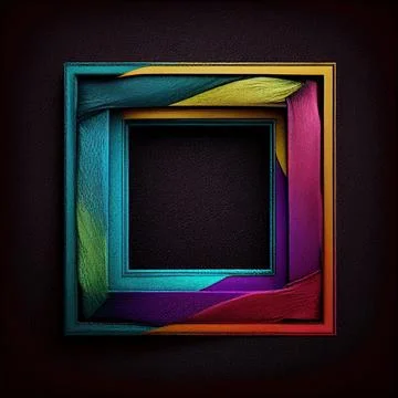 An empty colorful leather square frame on solid background. イラスト素材