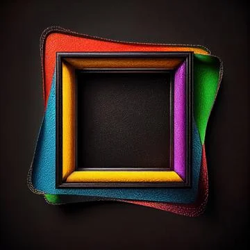 An empty colorful leather square frame on solid background. 스톡 일러스트