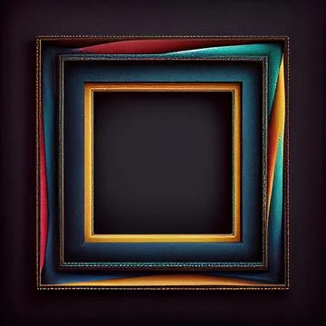 An empty colorful leather square frame on solid background. Stock Illustration