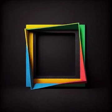 An empty colorful leather square frame on solid background. イラスト素材