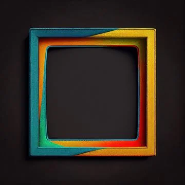 An empty colorful leather square frame on solid background. Illustrazione stock