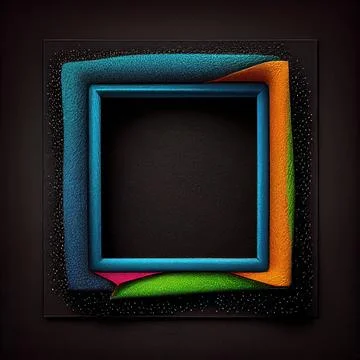 An empty colorful leather square frame on solid background. イラスト素材