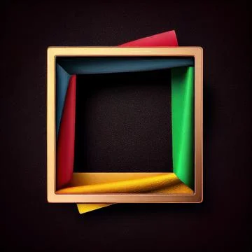 An empty colorful leather square frame on solid background. Stock Illustration