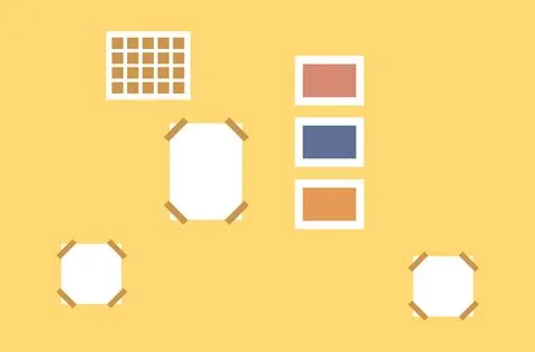 Empty colorful photos, rectangular shapes collage. Pictures, posters with frames Stock Illustration