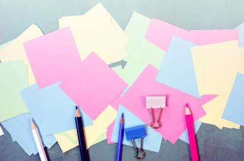 Empty colorful post it top view Stock Photos