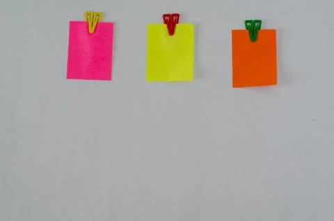 Empty colorful post its on the wall. Stock Photos