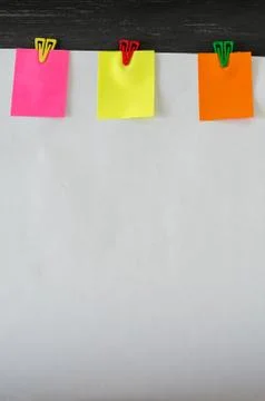 Empty colorful post its on the wall. 写真素材