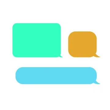 Empty colorful speech bubbles. Set of three objects. Green, blue, orange colors Иллюстрация