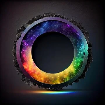 An empty colorful stone circle frame on solid background. Stockillustratie