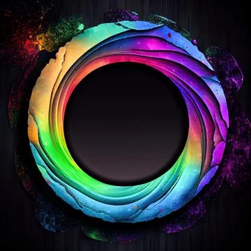 An empty colorful stone circle frame on solid background. イラスト素材