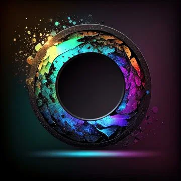 An empty colorful stone circle frame on solid background. イラスト素材