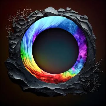 An empty colorful stone circle frame on solid background. イラスト素材