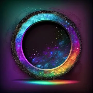 An empty colorful stone circle frame on solid background. Illustrazione stock