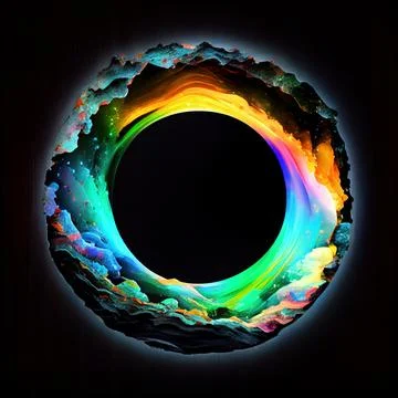 An empty colorful stone circle frame on solid background. イラスト素材