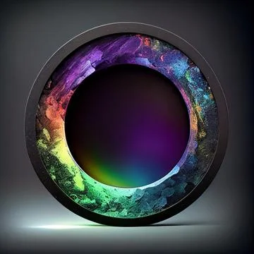 An empty colorful stone circle frame on solid background. イラスト素材