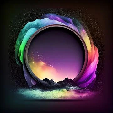 An empty colorful stone circle frame on solid background. イラスト素材
