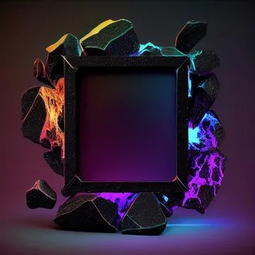 An empty colorful stone square frame on solid background. Stock Illustration