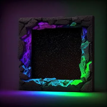 An empty colorful stone square frame on solid background. イラスト素材