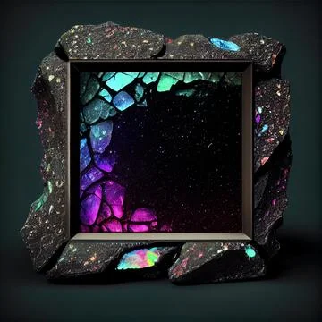 An empty colorful stone square frame on solid background. Stock Illustration