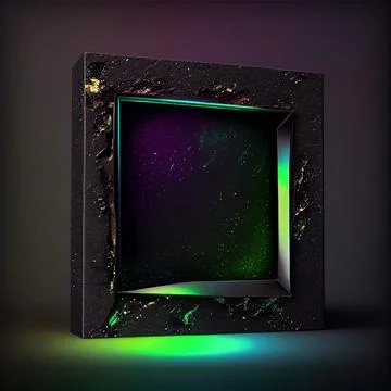 An empty colorful stone square frame on solid background. イラスト素材