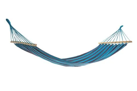 Empty comfortable blue hammock isolated on white Stock Photos