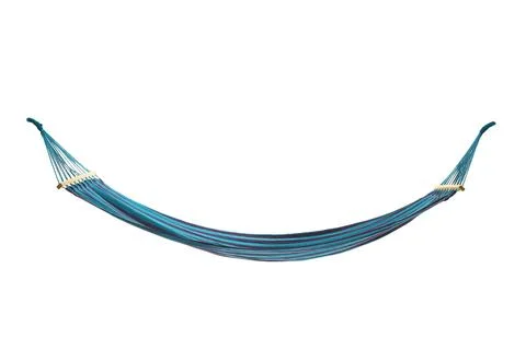 Empty comfortable blue hammock isolated on white Stock Photos