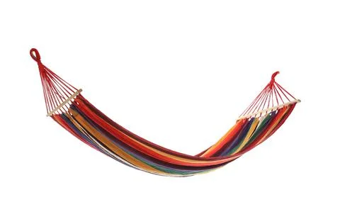 Empty comfortable bright hammock isolated on white Stock Photos