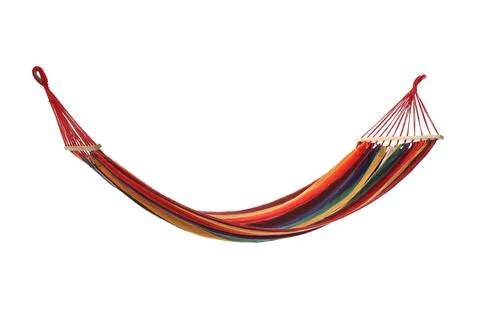 Empty comfortable bright hammock isolated on white Stock Photos