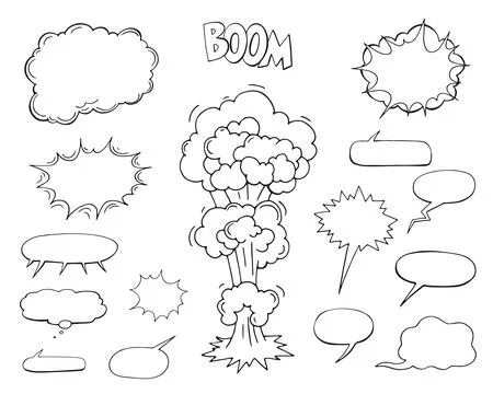 Empty comic bubbles and elements, Speech bubble set. Illustrazione stock