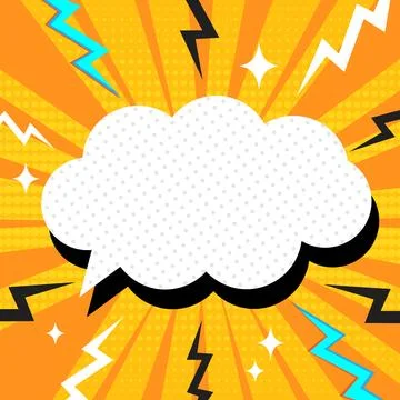 Empty comic cloud speech bubble in pop art style. Bright background Stock Illustration