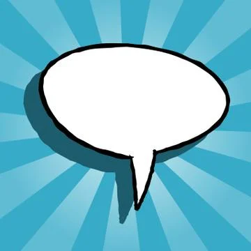 Empty comic speech bubble on blue background. Illustrazione stock