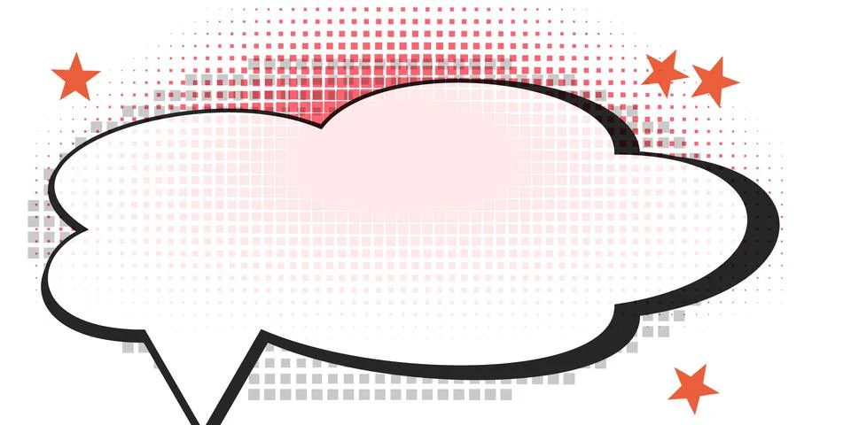 Empty comic speech bubble with halftone pattern and stars, graphic design e.. Stock Illustration