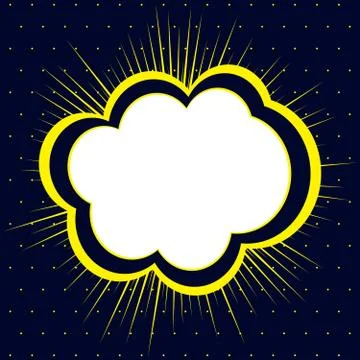 Empty comic speech bubble with radial diverging rays and lines and halftone Stock Illustration