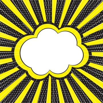 Empty comic speech bubble with radial diverging rays and lines and halftone Stock-Illustration