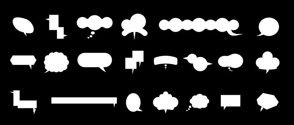 Empty comic speech bubbles icon set. White speech bubbles. Vintage design Illustrazione stock