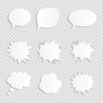 Empty comic  speech bubbles set with shadows. Vector Illustration Illustrazione stock