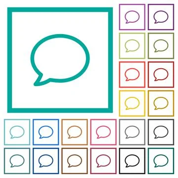 Empty comment bubble flat color icons with quadrant frames Illustrazione stock